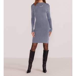 NEW MINKPINK stripe contrast knit dress in blue